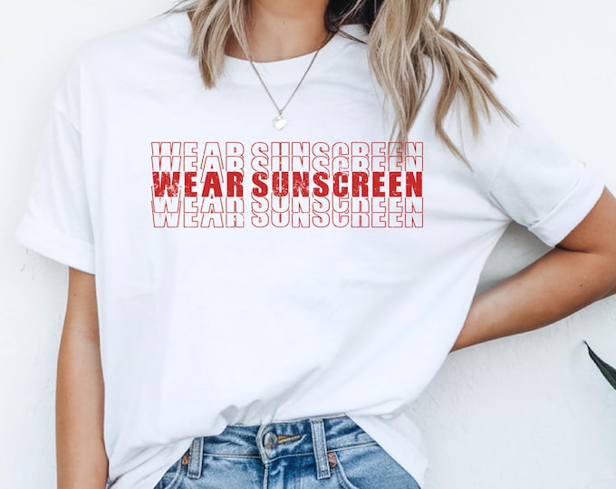 Wear Sunscreen Vintage T-Shirt | Retro Summer Tee | Unisex Beach Shirt | Sun Protection Reminder | Eco-Friendly Beach Bum Tee