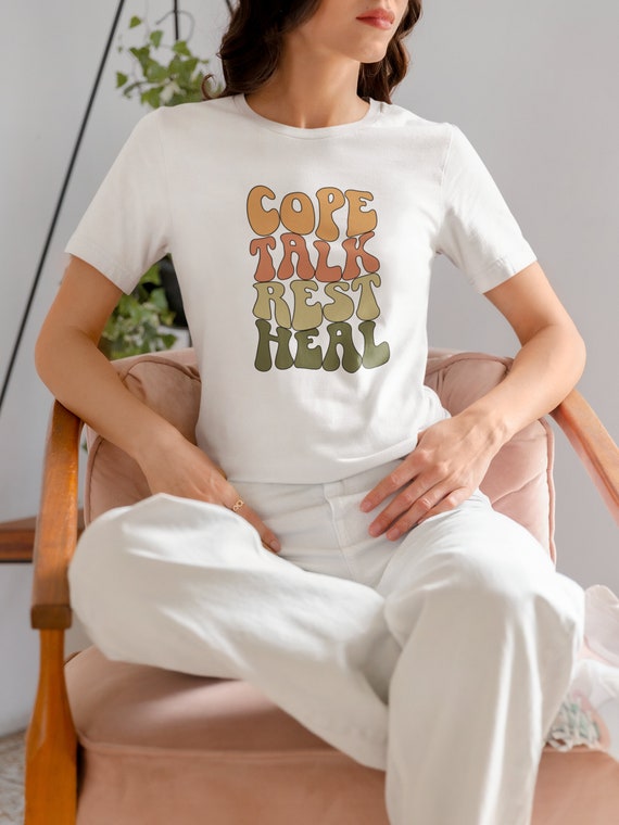 Cope Talk Rest Heal Motivational Shirt| Mental Health Shirt| Positive Shirt| Premium Crewneck T-shirt