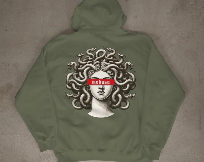 Medusa Graphic Hoodie | Greek Mythology Sweatshirt | Ancient Greek Art Pullover | Mythical Creature Unisex Hoodie | Dark Academia Aesthetic