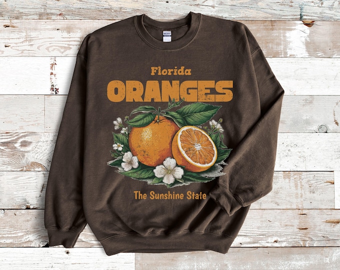 Vintage Florida Citrus Crewneck Sweatshirt | Florida Oranges Pullover | Sunshine State Apparel | Unisex Summer Vibes Gift