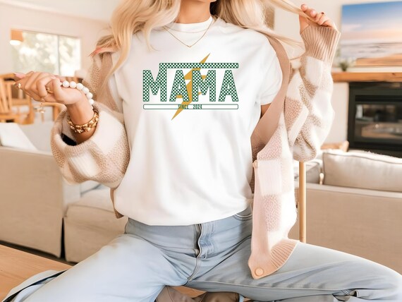 Customizable Mama Checkered Bolt T-Shirt | Personalized Mom Shirt | Comfort Colors Graphic Tee | Trendy Mother's Day Gift| Custom Name Shirt