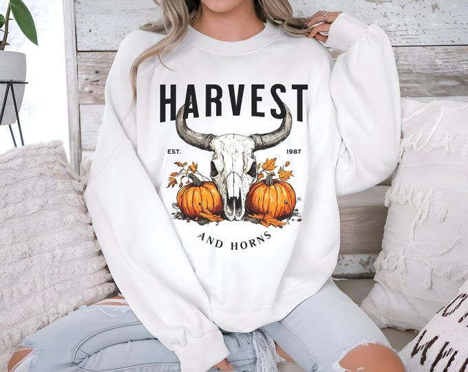 Cozy Harvest Sweatshirt | Fall Crewneck for Women | Rustic Thanksgiving Outfit | Autumn Aesthetic Gift | Seasonal Lounge Wear