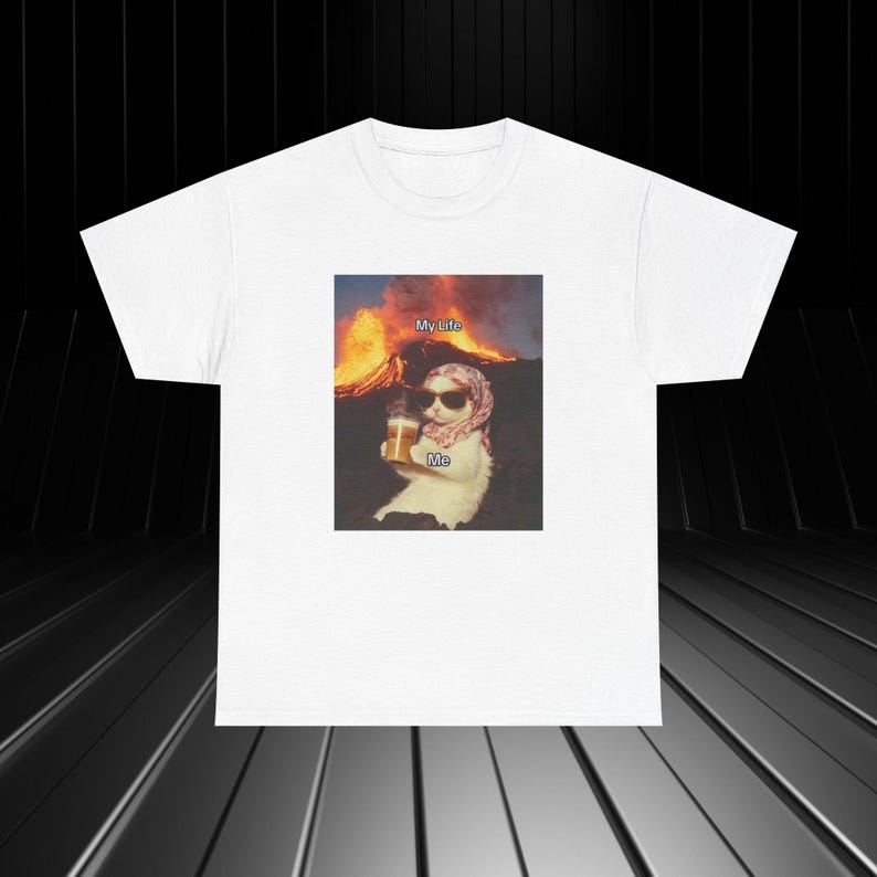 Trendy Cat Meme T-Shirt | Funny Retro Cat Tee | Vintage Aesthetic Kitty Shirt | Cute & Hilarious Cat Lover Gift | Unisex Graphic Tee image 1