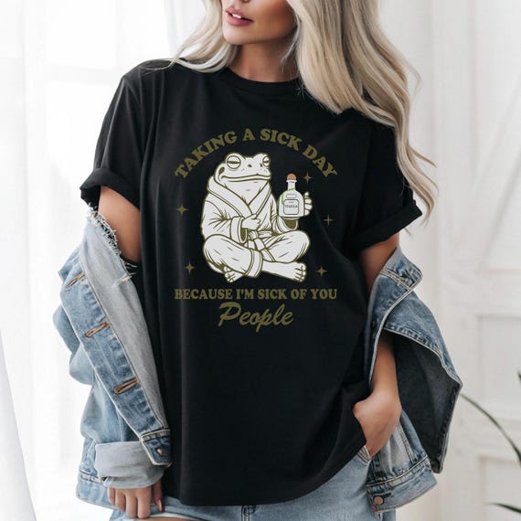 Relatable Tequila Frog T-Shirt | Cozy Sick Day Frog T-Shirt | Cute Introvert Humor Tee| Quirky Alcohol Lover Gift | Unisex Frog Meme Shirt