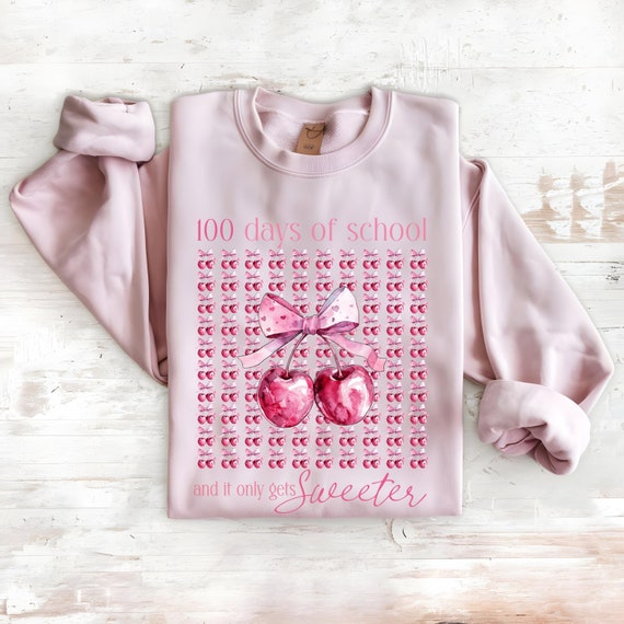 100 Days of School Cherry Coquette T-Shirt | Cute Teacher 100th Day Shirt | Vintage School Milestone Tee | Trendy Teacher Outfit