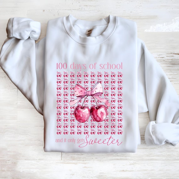 100 Days of School Cherry Coquette T-Shirt | Cute Teacher 100th Day Shirt | Vintage School Milestone Tee | Trendy Teacher Outfit