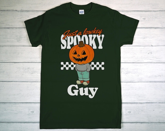 Halloween Spooky Chill Guy Tee | Retro Halloween Graphic Shirt | Spooky Dude Unisex Tee | Fall Vibes Skeleton Pumpkin Top | Cozy Halloween