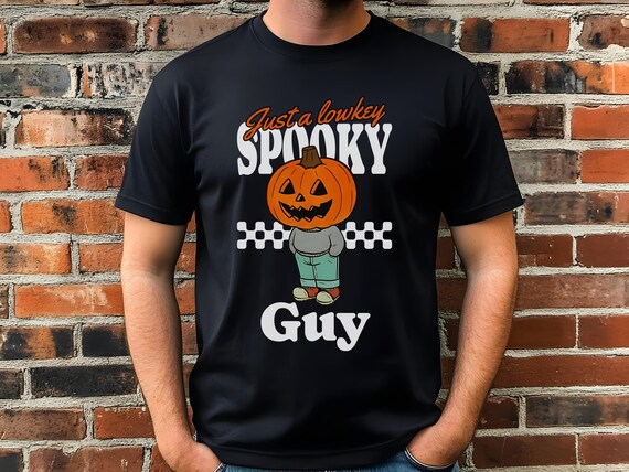 Halloween Spooky Chill Guy Tee | Retro Halloween Graphic Shirt | Spooky Dude Unisex Tee | Fall Vibes Skeleton Pumpkin Top | Cozy Halloween