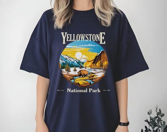 Yellowstone National Park T-Shirt | Vintage Bison Graphic Tee | National Park Adventure Shirt | Nature Lover Gift | Retro Yellowstone Tee