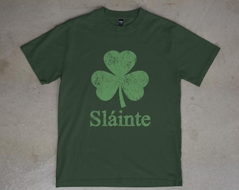 St Patricks Day Tee | Sláinte Green Shamrock Shirt | Unisex Heavy Cotton Top | Irish Pride T-Shirt | Casual Wear | Lucky St. Paddy's Day Tee