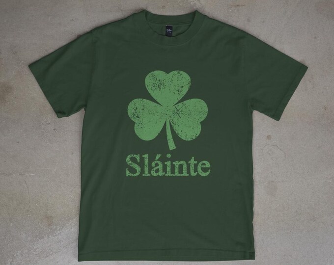 St Patricks Day Tee | Sláinte Green Shamrock Shirt | Unisex Heavy Cotton Top | Irish Pride T-Shirt | Casual Wear | Lucky St. Paddy's Day Tee