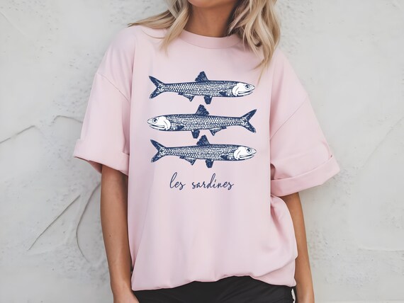Sardines T-Shirt | Nautical Fisherman Aesthetic Tee | Vintage French Coastal Shirt | Maritime Ocean Lover Gift | Retro Fishing Graphic Tee