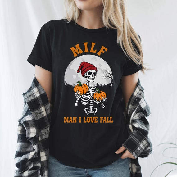 Funny Fall Skeleton T-Shirt | Cute Pumpkin Halloween Graphic Tee | Spooky Season Shirt | Autumn Aesthetic Gift | Unisex Fall Top