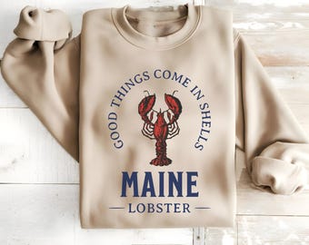 Nautisk goda saker kommer i snäckor T-shirt | Fiskare estetisk hummer strandt-shirt | Kustsemestertröja | Havsinspirerade sommarkläder