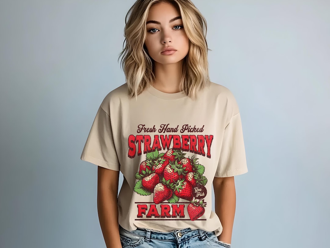 Fresh Hand Picked Strawberry Farm T-shirt | Vintage Fruit Graphic