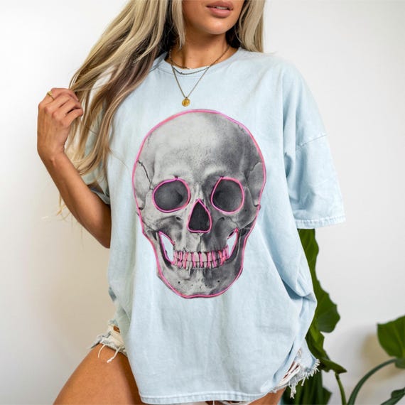 Gothic Skull Comfort Colors T-Shirt | Unisex Edgy Streetwear | Alt Aesthetic Graphic Tee | Grunge Gift for Her or Him