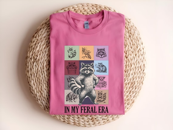In My Feral Era Raccoon T-Shirt | Funny Raccoon Graphic Tee | Quirky Animal Lover Shirt | Unisex Humor Tee | Unique Wildlife Gift Idea