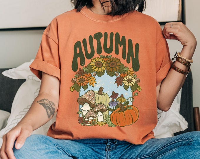 Autumn Vibes Comfort Colors T-Shirt | Cozy Fall Tee | Pumpkin Spice Shirt | Nature Lover Gift | Seasonal Harvest Festival Apparel