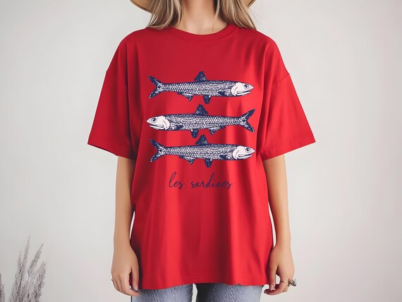Sardines T-Shirt | Nautical Fisherman Aesthetic Tee | Vintage French Coastal Shirt | Maritime Ocean Lover Gift | Retro Fishing Graphic Tee