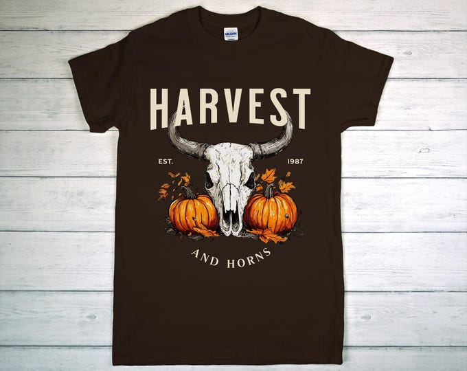 Harvest T-Shirt | Unisex Fall Tee for Thanksgiving | Pumpkin Season Shirt | Rustic Autumn Fashion | Cozy Seasonal Cotton Shirt
