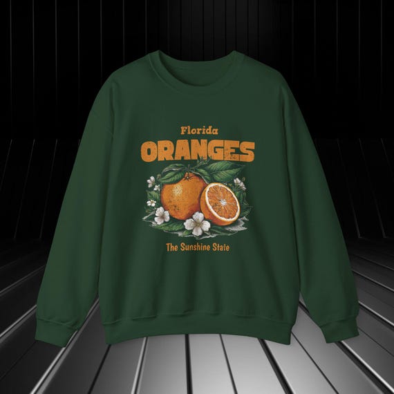 Vintage Florida Citrus Crewneck Sweatshirt | Florida Oranges Pullover | Sunshine State Apparel | Unisex Summer Vibes Gift