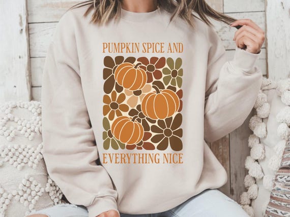 Autumn Vibes Pumpkin Spice Sweatshirt | Cozy Fall Crewneck | Gift for Her | Thanksgiving Fashion | Seasonal Sweater | Pumpkin Lover's Top