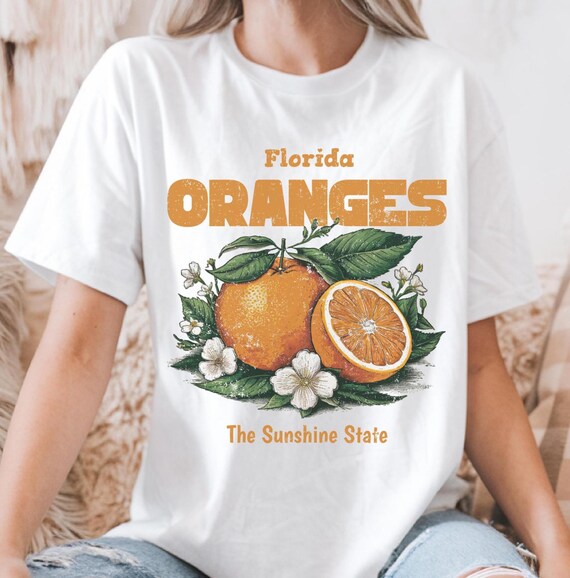 Florida Fruit Crewneck Sweatshirt | Vintage Summer Oranges Graphic Tee | Sunshine State Gift | Citrus Fruit Lover Shirt | Summertime Apparel