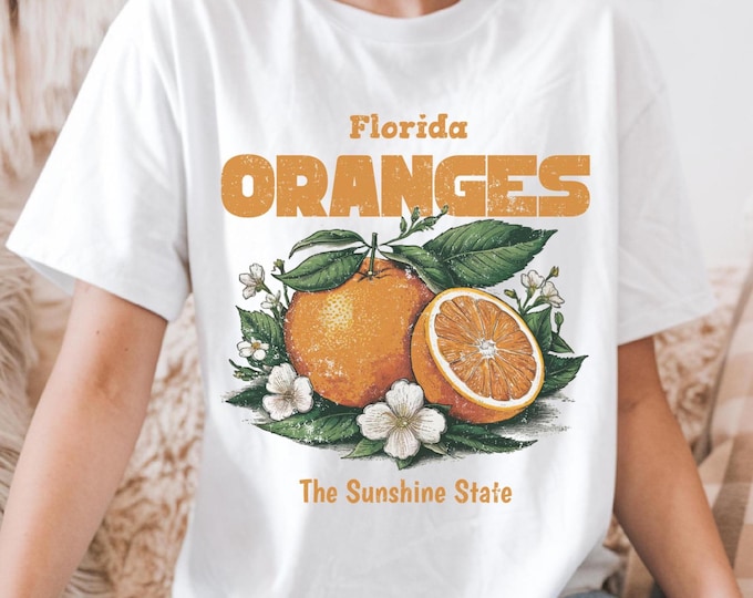 Florida Fruit Crewneck Sweatshirt | Vintage Summer Oranges Graphic Tee | Sunshine State Gift | Citrus Fruit Lover Shirt | Summertime Apparel