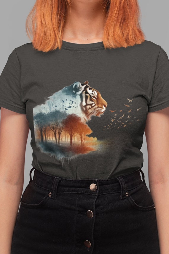 Vintage Tiger Shirt Unisex, Tiger Graphic Tee, Nature Lovers Tshirt, Gift for Tiger Lovers, Tiger Shirt for Women, Graphic Tshirt for Men