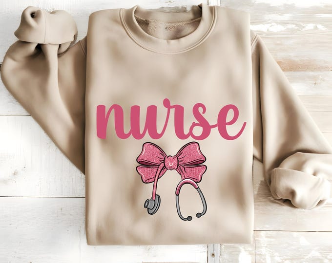 Coquette Nurse T-Shirt | Cute Pink Bow Nursing Tee | Aesthetic Nurse Shirt | Soft Pastel Medical Uniform Tee | Girly Nurse Appreciation Gift