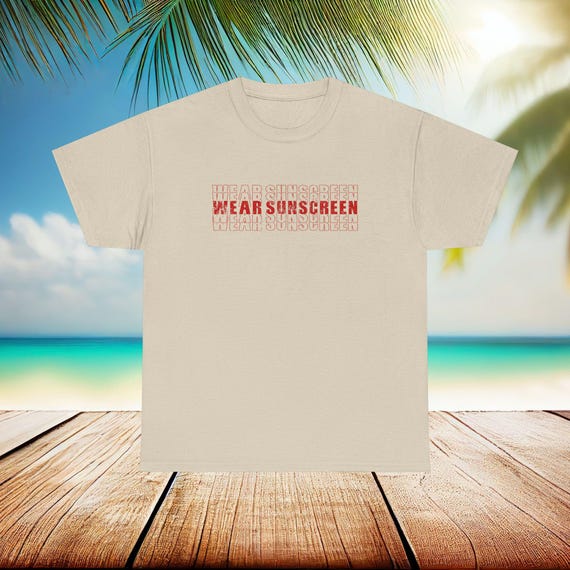 Wear Sunscreen Vintage T-Shirt | Retro Summer Tee | Unisex Beach Shirt | Sun Protection Reminder | Eco-Friendly Beach Bum Tee