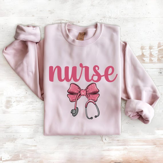 Coquette Nurse T-Shirt | Cute Pink Bow Nursing Tee | Aesthetic Nurse Shirt | Soft Pastel Medical Uniform Tee | Girly Nurse Appreciation Gift