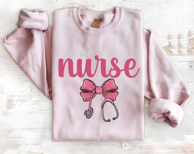Coquette Nurse T-Shirt | Cute Pink Bow Nursing Tee | Aesthetic Nurse Shirt | Soft Pastel Medical Uniform Tee | Girly Nurse Appreciation Gift
