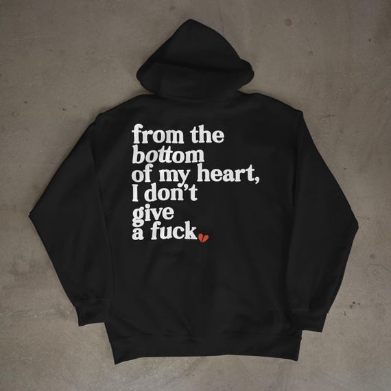 IDGAF Broken Heart Hoodie | Edgy Bold Statement Hoodie | Grunge Aesthetic Oversized Unisex Pullover | Anti-Love Club Fashion