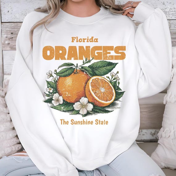 Vintage Florida Citrus Crewneck Sweatshirt | Florida Oranges Pullover | Sunshine State Apparel | Unisex Summer Vibes Gift