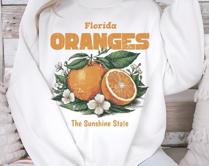 Vintage Florida Citrus Crewneck Sweatshirt | Florida Oranges Pullover | Sunshine State Apparel | Unisex Summer Vibes Gift