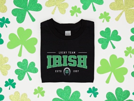 Lucky Team Irish T-Shirt | Irish Heritage Graphic Tee | St. Patrick's Day Shirt | Shamrock Horseshoe T-Shirt | Vintage Irish Pride Shirt