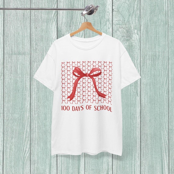 Coquette 100 Days of School Tee | Cute Teacher 100 Days Shirt | School Milestone T-Shirt | Fun Teacher Gift | 100th Day of School Shirt