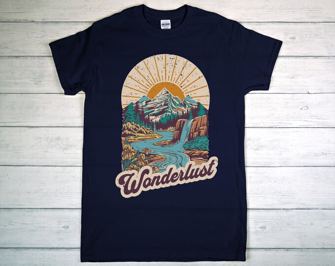 Wanderlust Adventure TShirt | Vintage Travel Tee for Nature Lovers | Hiking Gift | Outdoorsy Shirt | Explore More Tee | Road Trip T-Shirt