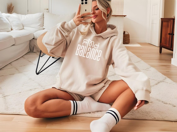 Find Balance Hoodie | Motivational Quote Sweatshirt | Inspirational Unisex Pullover | Zen Self Care Cozy Hoodie | Mindfulness Gift