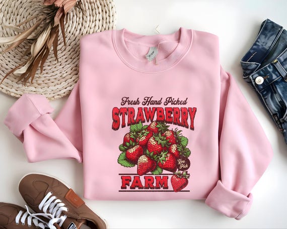 Fresh Hand Picked Strawberry Farm T-Shirt | Vintage Fruit Graphic Tee | Rustic Cottagecore Summer Shirt | Cute Farmhouse Aesthetic Top