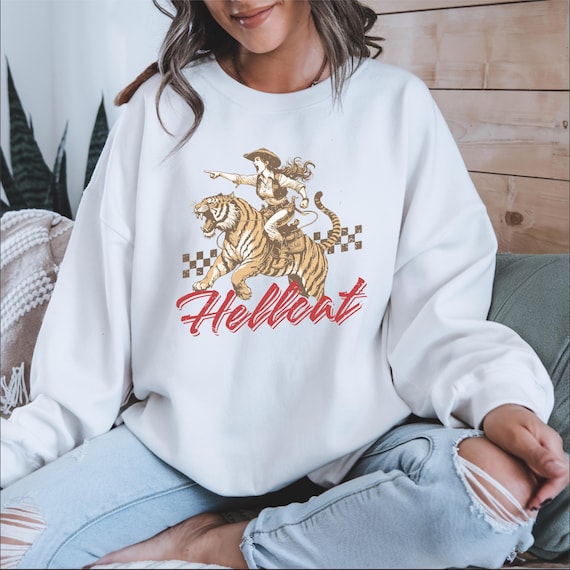 Vintage Hellcat Tiger T-Shirt | Retro Wildcat Graphic Tee | Retro Western Cowgirl Shirt | Bold Aesthetic Tiger Gift | Gift for Tiger Lovers