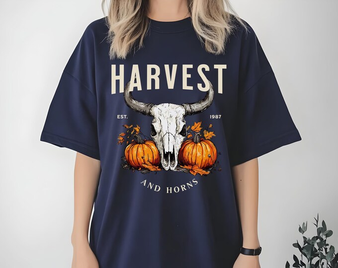 Harvest T-Shirt | Unisex Fall Tee for Thanksgiving | Pumpkin Season Shirt | Rustic Autumn Fashion | Cozy Seasonal Cotton Shirt