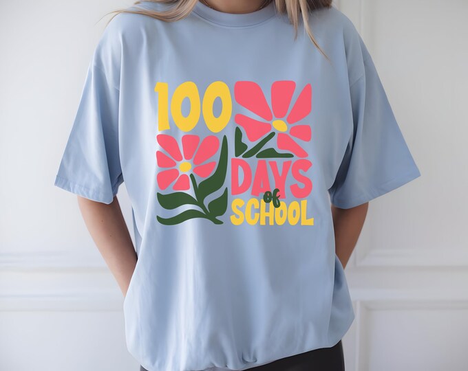 100 Days of School Boho Floral T-Shirt | Teacher 100th Day Shirt | Cute Teacher Outfit | Boho Teacher Shirt | 100 Days Celebration Tee