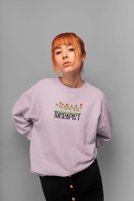 Therapist Floral Butterfly Sweatshirt| Unisex Crewneck Sweatshirt | Monarch Butterfly Sweatshirt