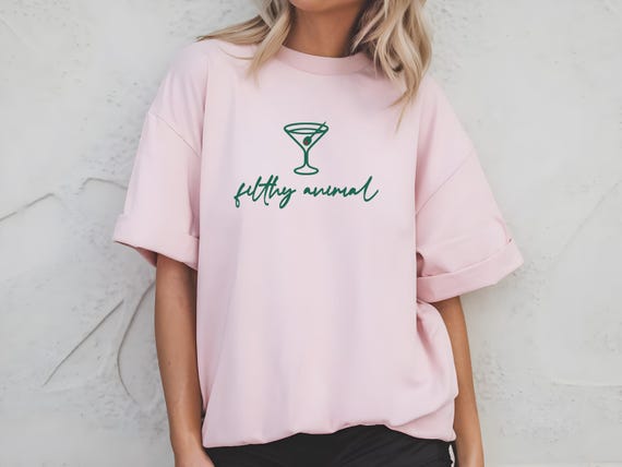 Filthy Animal Dirty Martini T-Shirt | Funny Martini Graphic Tee | Cocktail Lover Shirt | Unisex Bartender Humor T-Shirt | Martini Lover Gift
