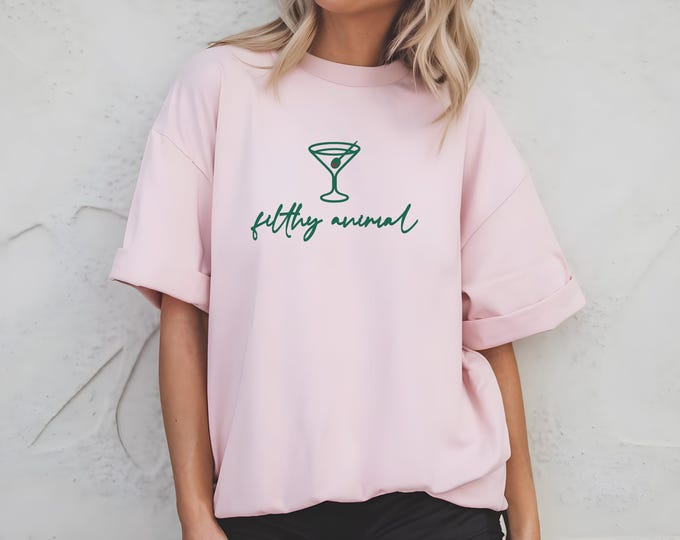 Filthy Animal Dirty Martini T-Shirt | Funny Martini Graphic Tee | Cocktail Lover Shirt | Unisex Bartender Humor T-Shirt | Martini Lover Gift