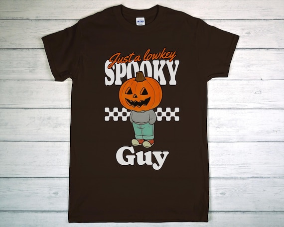 Halloween Spooky Chill Guy Tee | Retro Halloween Graphic Shirt | Spooky Dude Unisex Tee | Fall Vibes Skeleton Pumpkin Top | Cozy Halloween