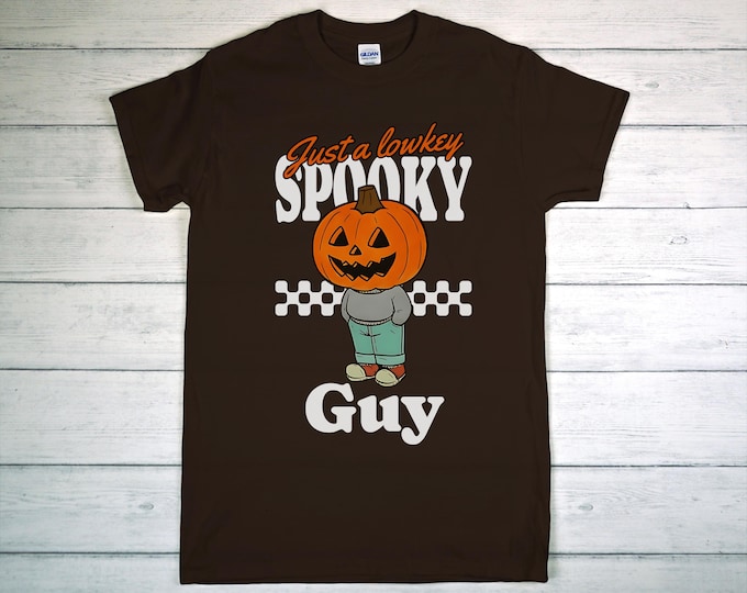 Halloween Spooky Chill Guy Tee | Retro Halloween Graphic Shirt | Spooky Dude Unisex Tee | Fall Vibes Skeleton Pumpkin Top | Cozy Halloween
