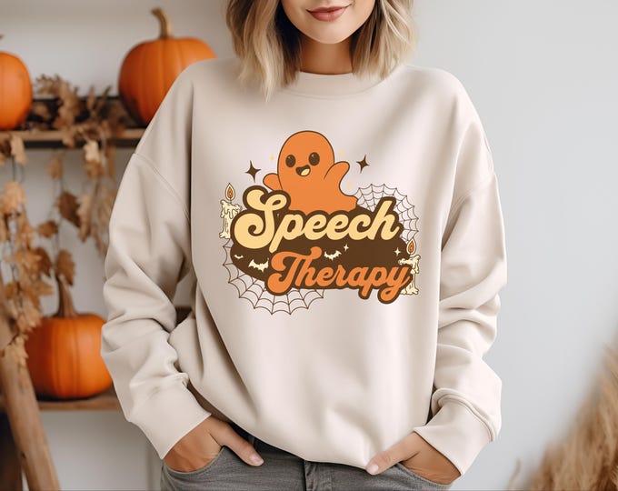 Speech Therapy Shirt| Speech Pathologist Halloween Sweatshirt| Spooky Season SLP Shirt| SLPA Fall Shirt| Pathologist Ghost Sweatshirt